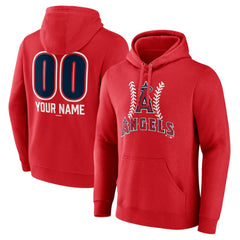 Red Los Angeles Angels Personalized Name & Number Fastball Pullover Hoodie