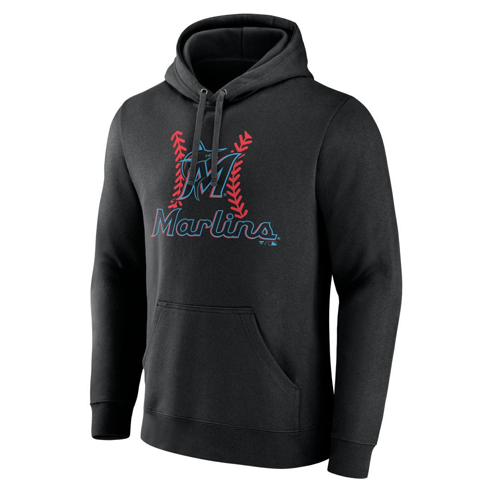 Black Miami Marlins Personalized Name & Number Fastball Pullover Hoodie
