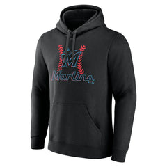 Black Miami Marlins Personalized Name & Number Fastball Pullover Hoodie