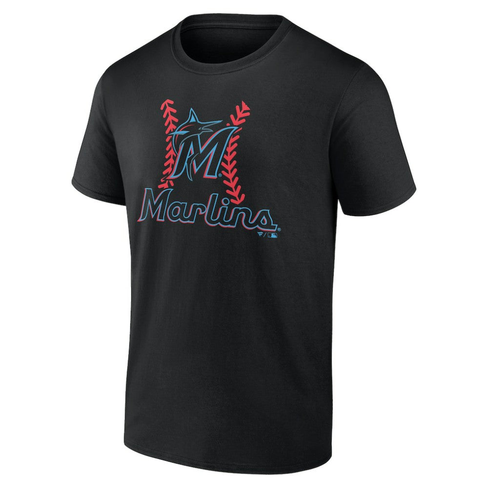 Black Miami Marlins Personalized Name & Number Fastball T-Shirt