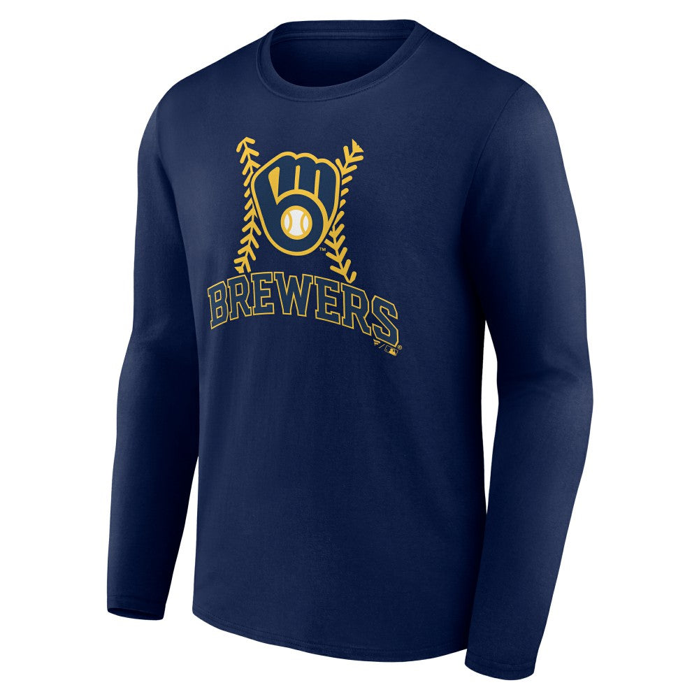 Navy Milwaukee Brewers Personalized Name & Number Fastball Long Sleeve T-Shirt