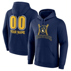 Navy Milwaukee Brewers Personalized Name & Number Fastball Pullover Hoodie