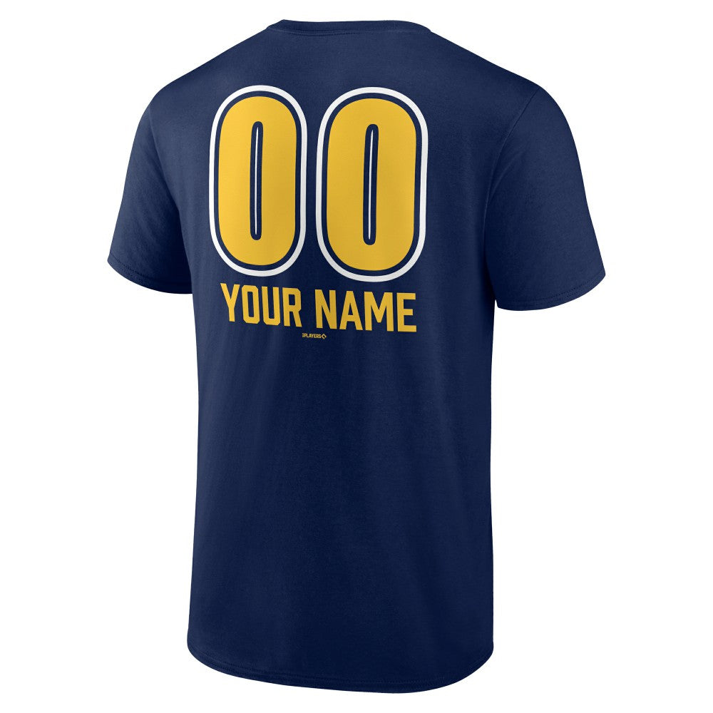 Navy Milwaukee Brewers Personalized Name & Number Fastball T-Shirt