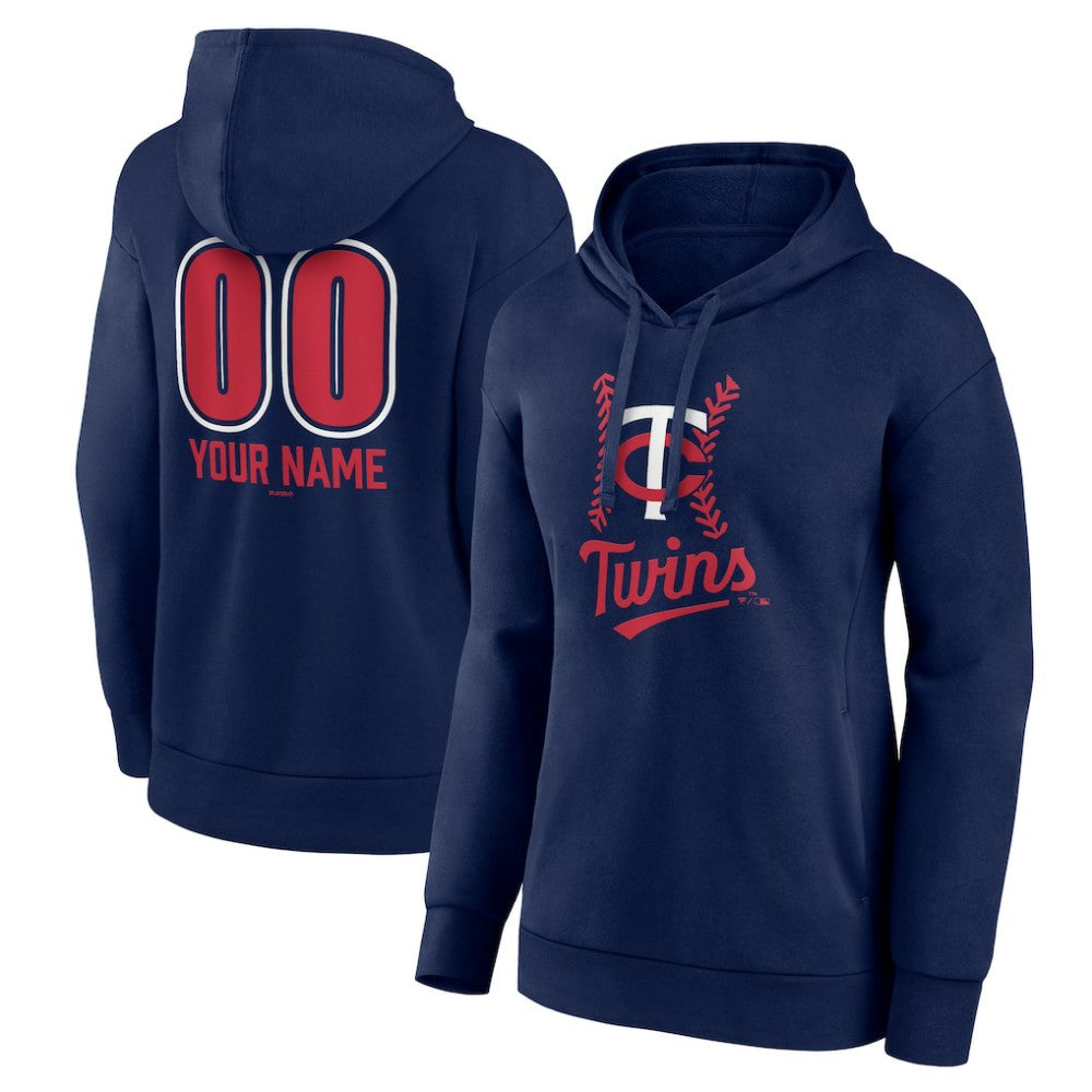 Navy Minnesota Twins Women's Personalized Name & Number Fastball Pullover Hoodie