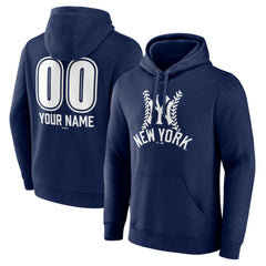 Navy New York Yankees Personalized Name & Number Fastball Pullover Hoodie