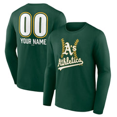 Green Athletics Personalized Name & Number Fastball Long Sleeve T-Shirt