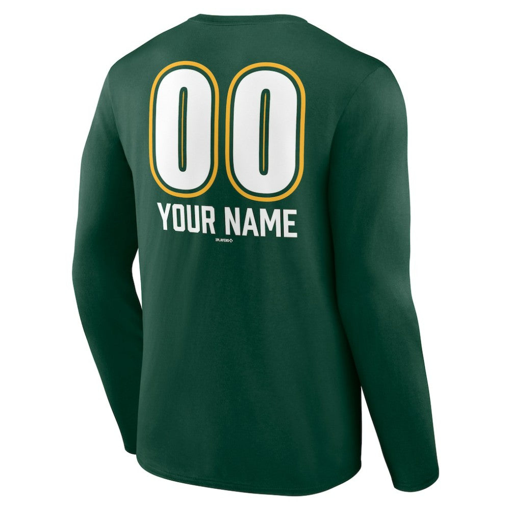 Green Athletics Personalized Name & Number Fastball Long Sleeve T-Shirt