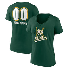 Green Athletics Women's Personalized Name & Number Fastball V-Neck T-Shirt