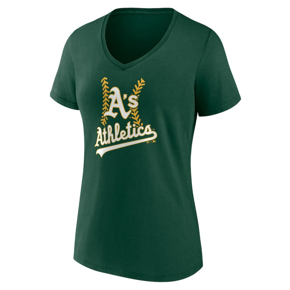 Green Athletics Women's Personalized Name & Number Fastball V-Neck T-Shirt