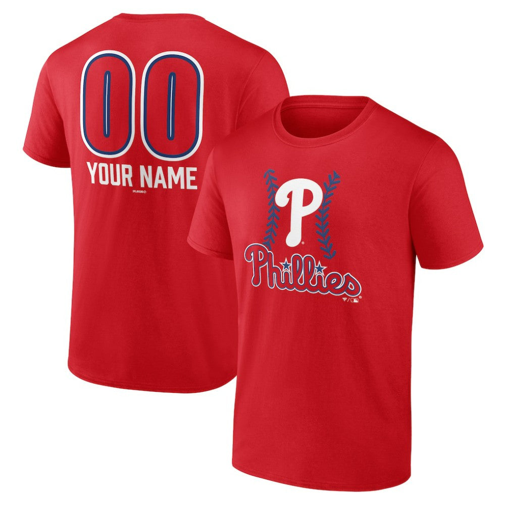 Red Philadelphia Phillies Personalized Name & Number Fastball T-Shirt