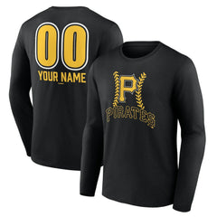 Black Pittsburgh Pirates Personalized Name & Number Fastball Long Sleeve T-Shirt