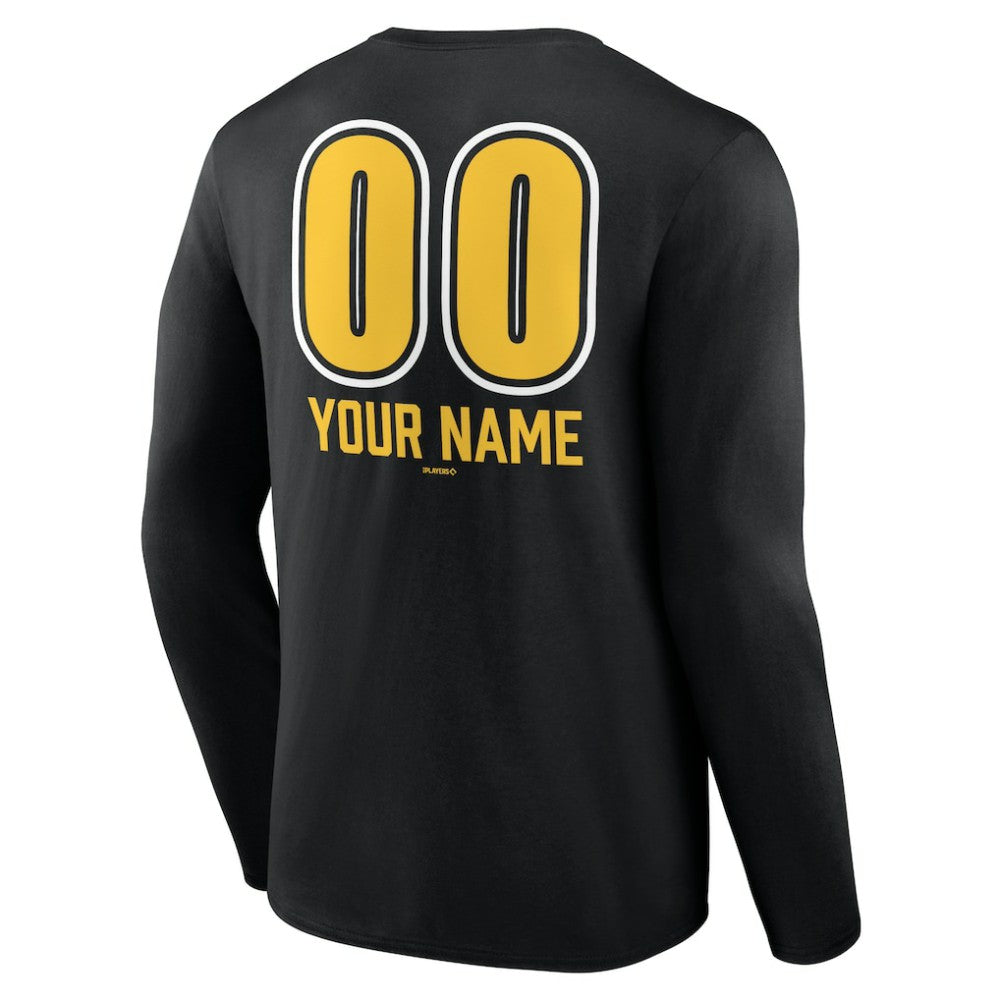 Black Pittsburgh Pirates Personalized Name & Number Fastball Long Sleeve T-Shirt