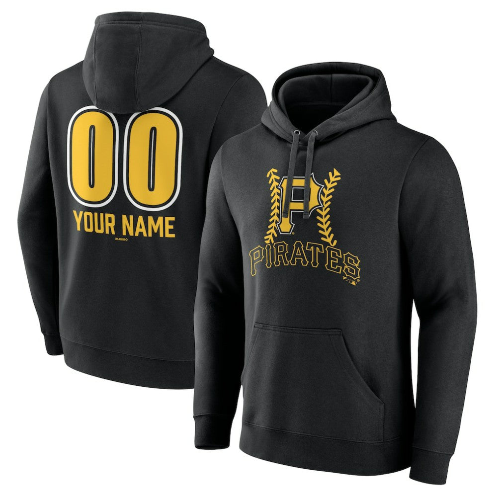 Black Pittsburgh Pirates Personalized Name & Number Fastball Pullover Hoodie