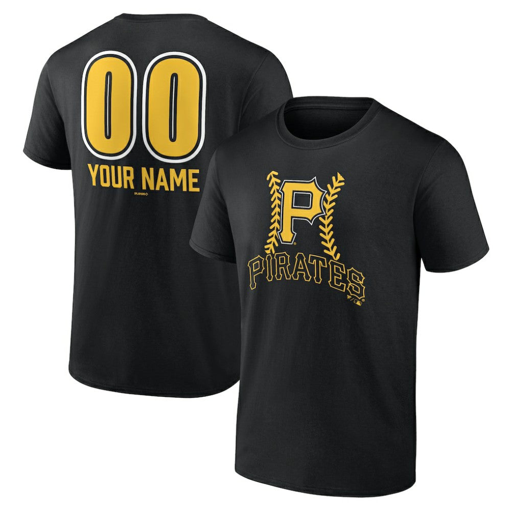 Black Pittsburgh Pirates Personalized Name & Number Fastball T-Shirt