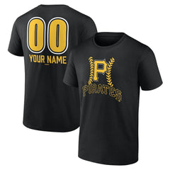 Black Pittsburgh Pirates Personalized Name & Number Fastball T-Shirt