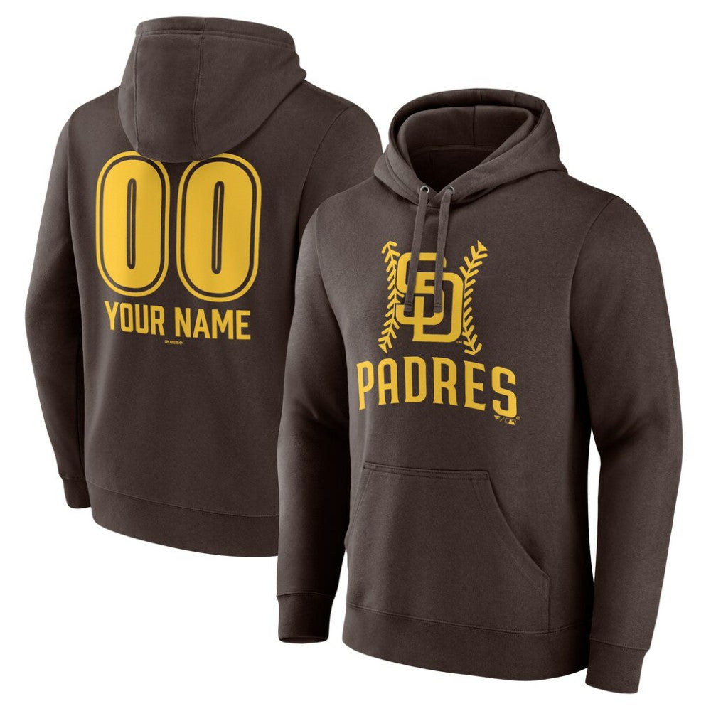 Brown San Diego Padres Personalized Name & Number Fastball Pullover Hoodie