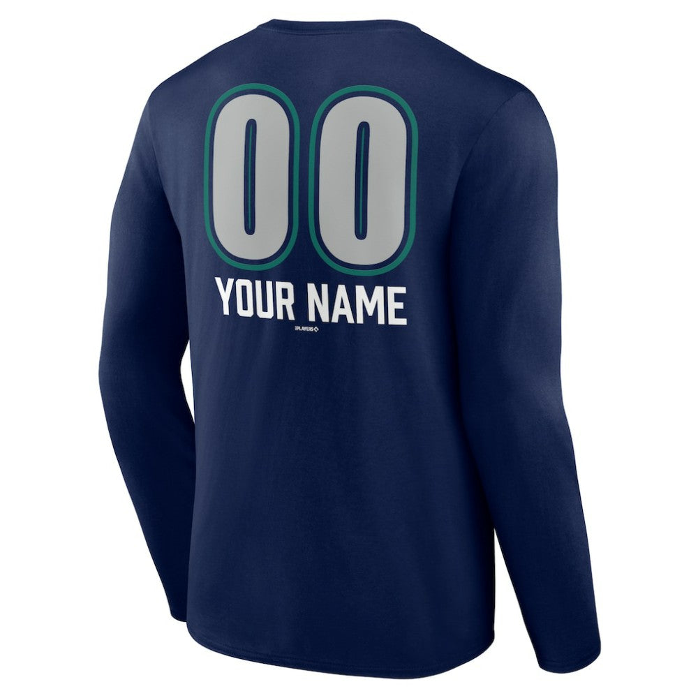 Navy Seattle Mariners Personalized Name & Number Fastball Long Sleeve T-Shirt