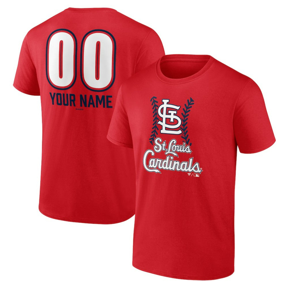Red St. Louis Cardinals Personalized Name & Number Fastball T-Shirt