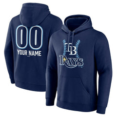 Navy Tampa Bay Rays Personalized Name & Number Fastball Pullover Hoodie