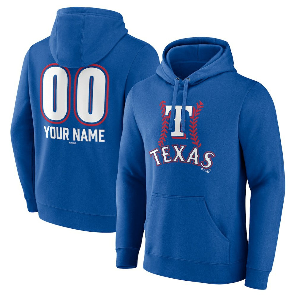 Royal Texas Rangers Personalized Name & Number Fastball Pullover Hoodie