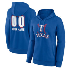 Royal Texas Rangers Women's Personalized Name & Number Fastball Pullover Hoodie