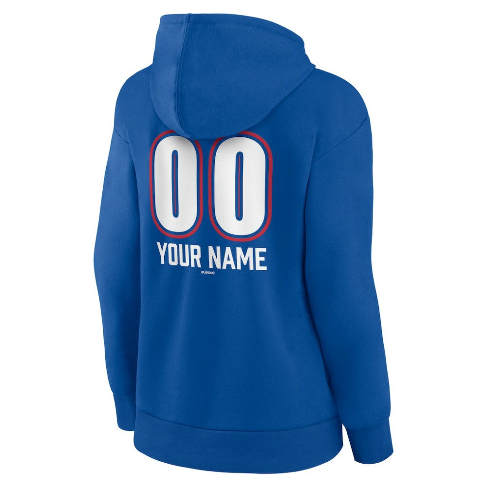 Royal Texas Rangers Women's Personalized Name & Number Fastball Pullover Hoodie