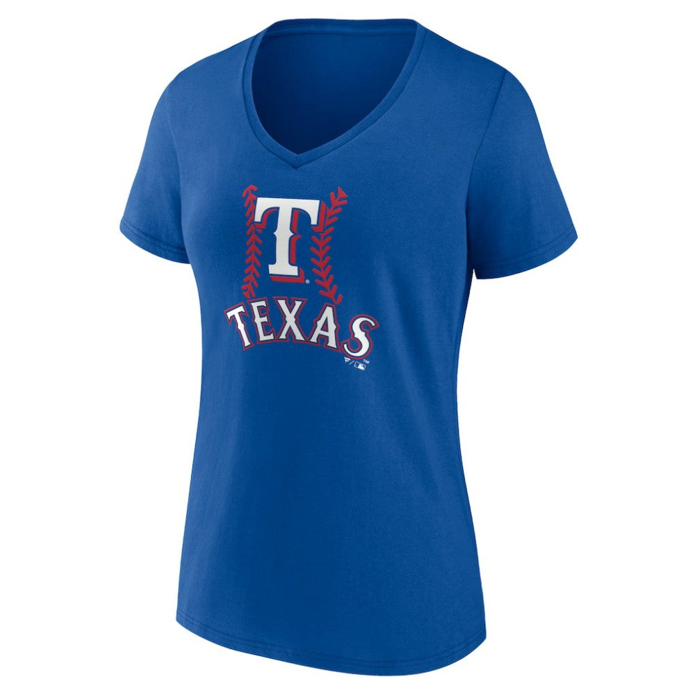 Royal Texas Rangers Women's Personalized Name & Number Fastball V-Neck T-Shirt