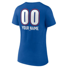 Royal Texas Rangers Women's Personalized Name & Number Fastball V-Neck T-Shirt