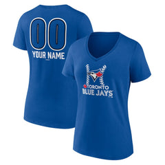 Royal Toronto Blue Jays Women's Personalized Name & Number Fastball V-Neck T-Shirt