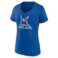 Royal Toronto Blue Jays Women's Personalized Name & Number Fastball V-Neck T-Shirt