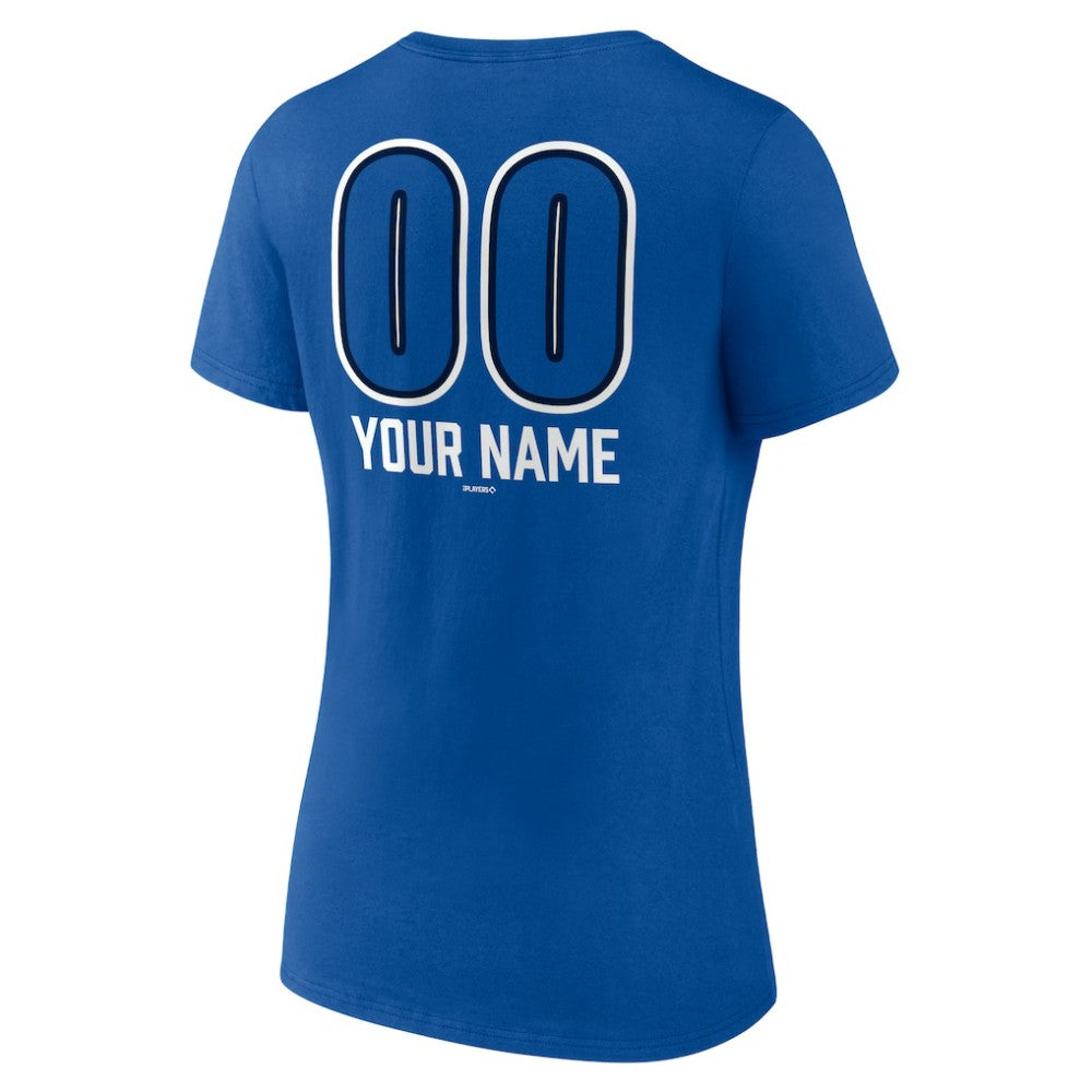 Royal Toronto Blue Jays Women's Personalized Name & Number Fastball V-Neck T-Shirt