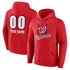 Red Washington Nationals Personalized Name & Number Fastball Pullover Hoodie