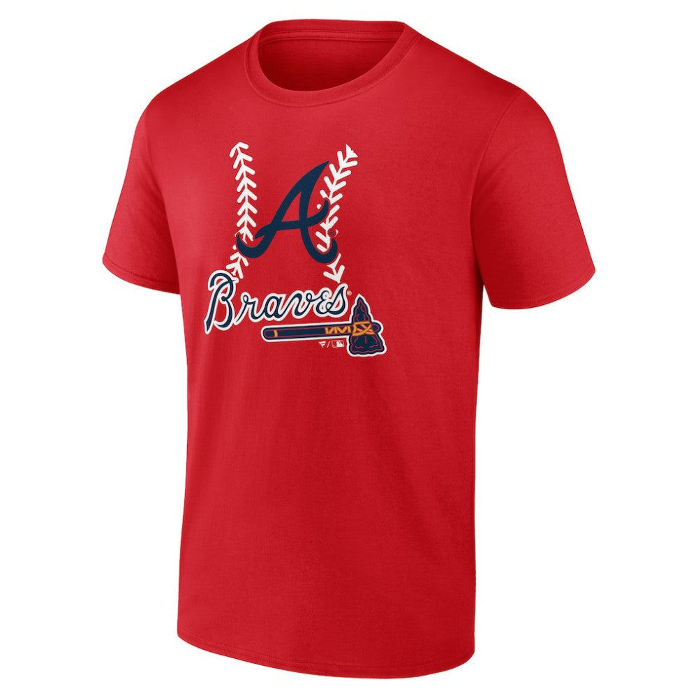 Red Atlanta Braves Personalized Name & Number Fastball T-Shirt