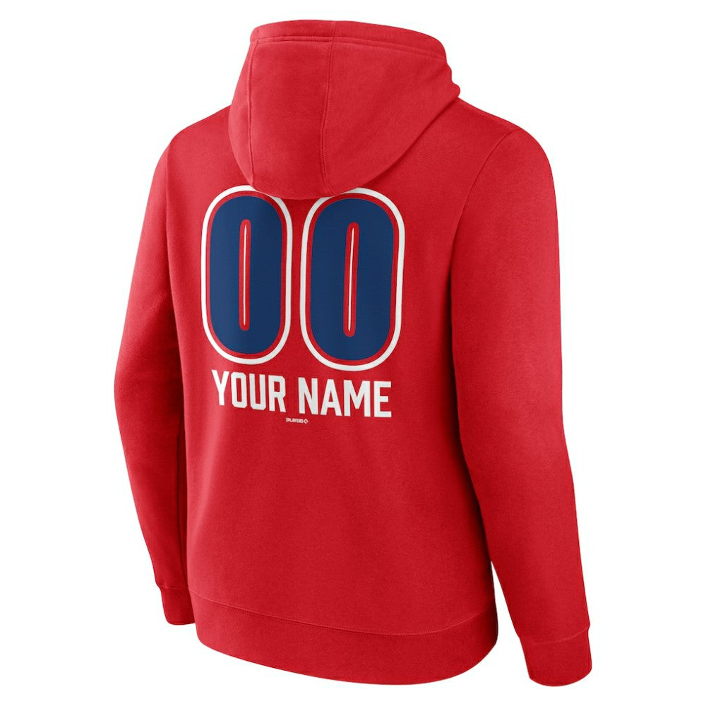Red Chicago Cubs Personalized Name & Number Fastball Pullover Hoodie