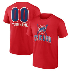 Red Chicago Cubs Personalized Name & Number Fastball T-Shirt