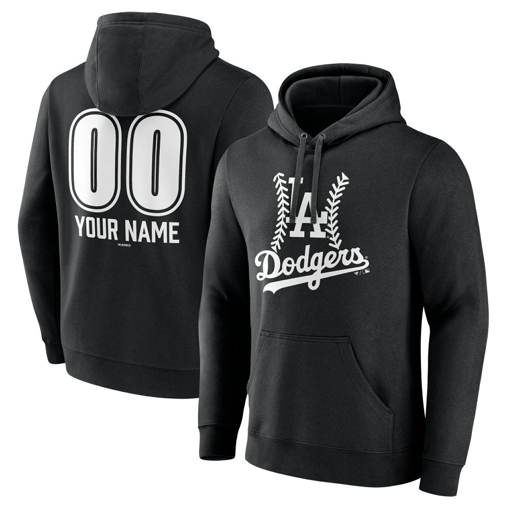 Black Los Angeles Dodgers Personalized Name & Number Fastball Pullover Hoodie