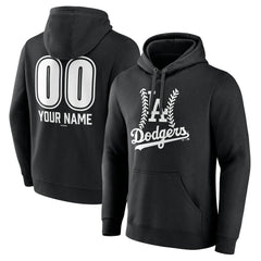 Black Los Angeles Dodgers Personalized Name & Number Fastball Pullover Hoodie