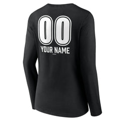 Black Los Angeles Dodgers Women's Personalized Name & Number Fastball Long Sleeve V-Neck T-Shirt
