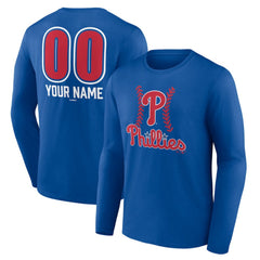 Royal Philadelphia Phillies Personalized Name & Number Fastball Long Sleeve T-Shirt