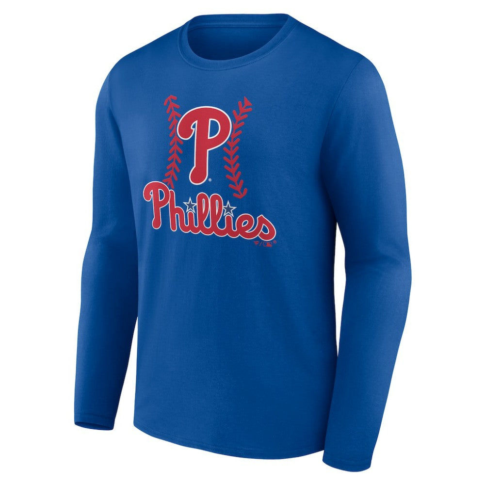 Royal Philadelphia Phillies Personalized Name & Number Fastball Long Sleeve T-Shirt
