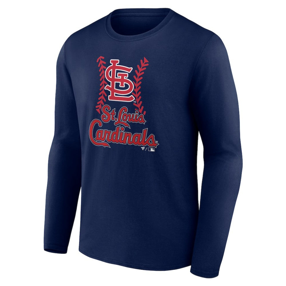Navy St. Louis Cardinals Personalized Name & Number Fastball Long Sleeve T-Shirt
