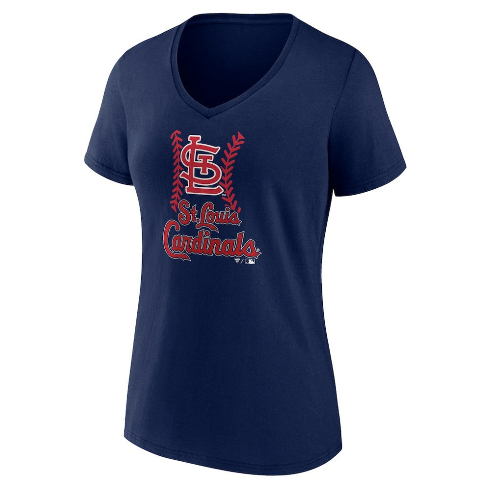 Navy St. Louis Cardinals Women's Personalized Name & Number Fastball V-Neck T-Shirt