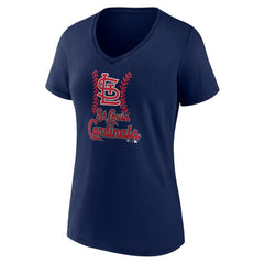 Navy St. Louis Cardinals Women's Personalized Name & Number Fastball V-Neck T-Shirt