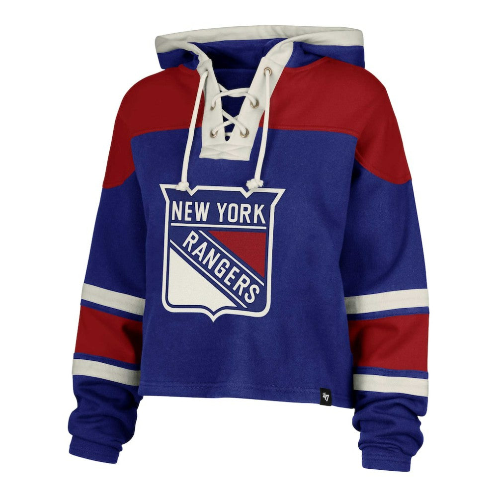 NHL Mika Zibanejad New York Rangers '47 Women's Superior Lacer Cropped Pullover Hoodie