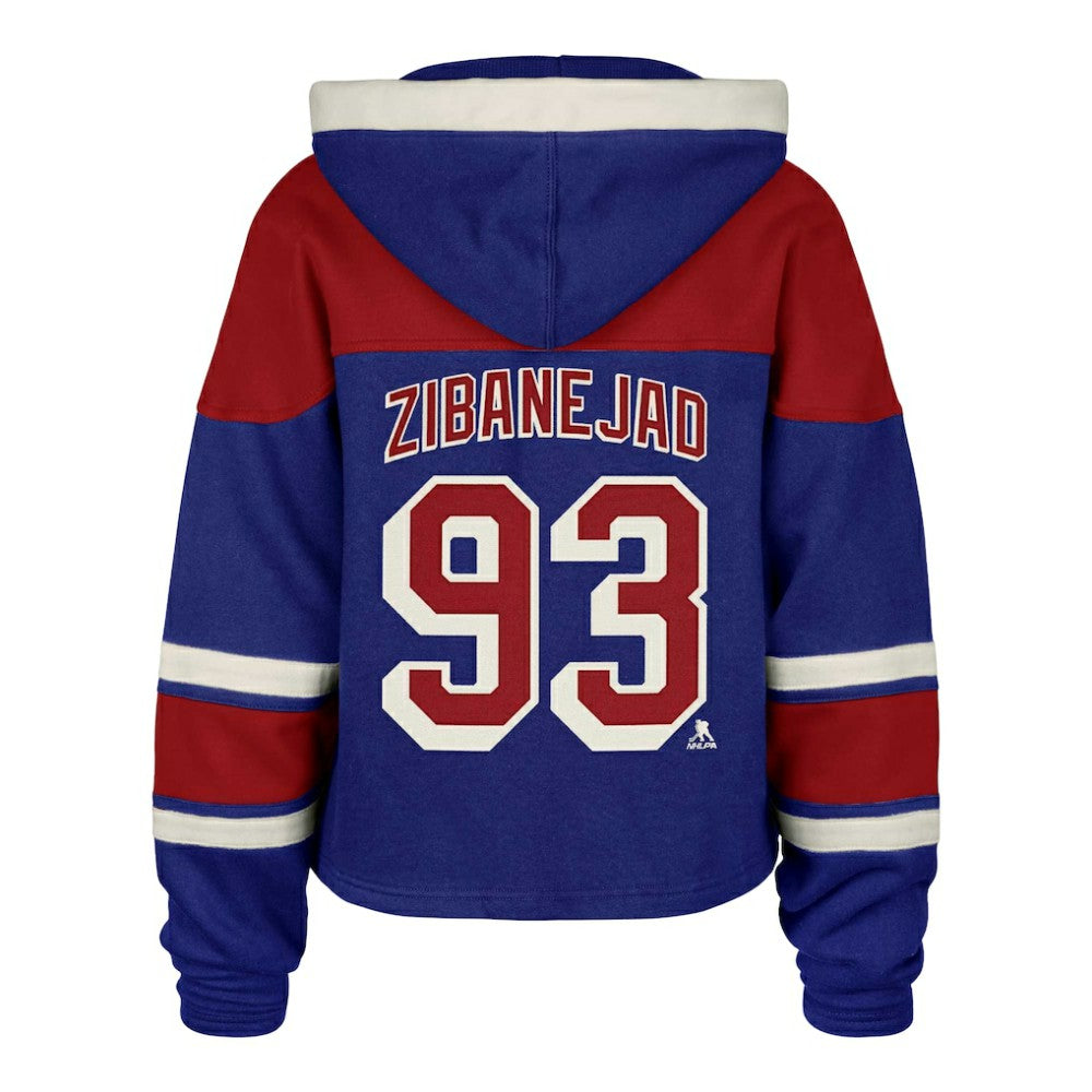 NHL Mika Zibanejad New York Rangers '47 Women's Superior Lacer Cropped Pullover Hoodie