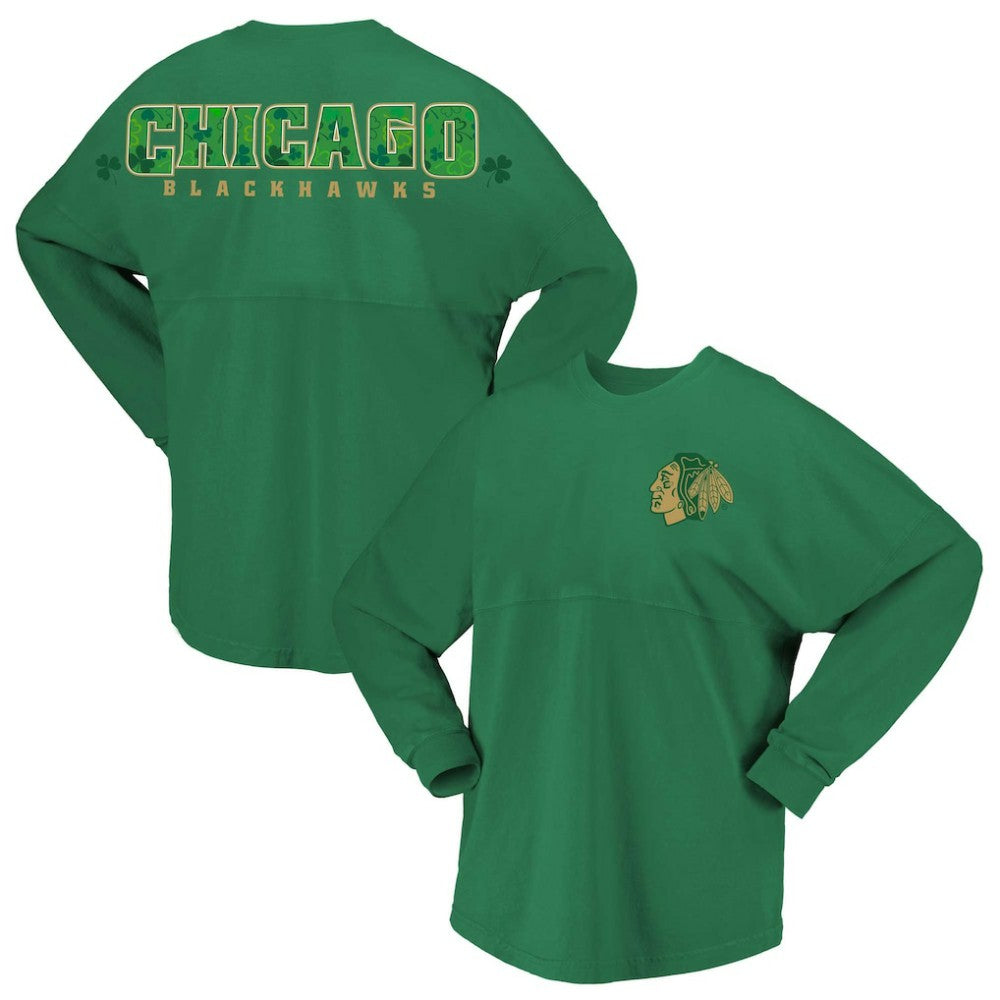 NHL Chicago Blackhawks Fanatics Women's St. Patrick's Day Spirit Jersey T-Shirt