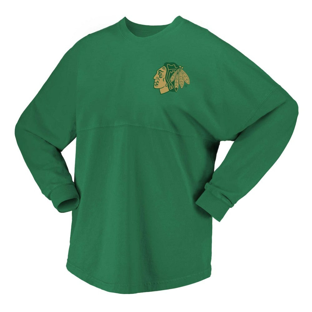 NHL Chicago Blackhawks Fanatics Women's St. Patrick's Day Spirit Jersey T-Shirt