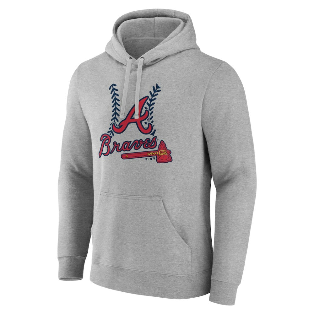 Gray Atlanta Braves Personalized Name & Number Fastball Pullover Hoodie