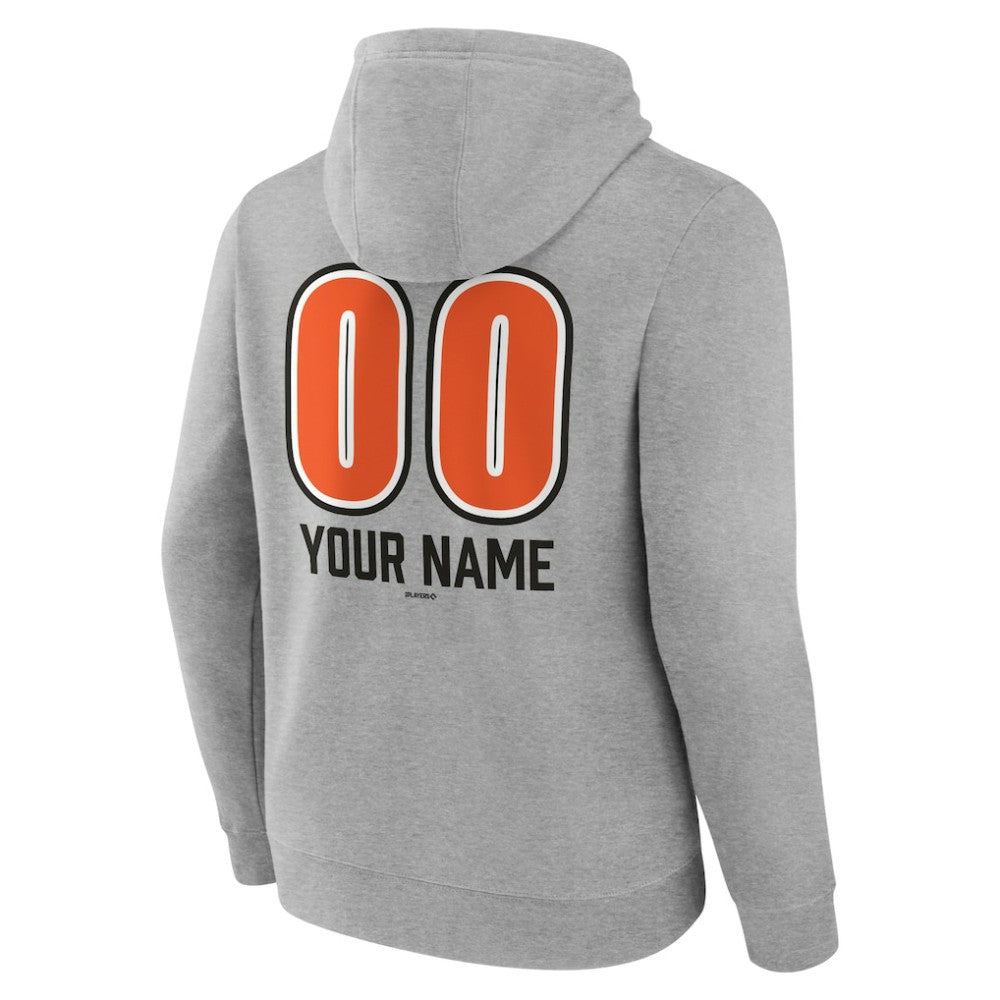 Gray Baltimore Orioles Personalized Name & Number Fastball Pullover Hoodie