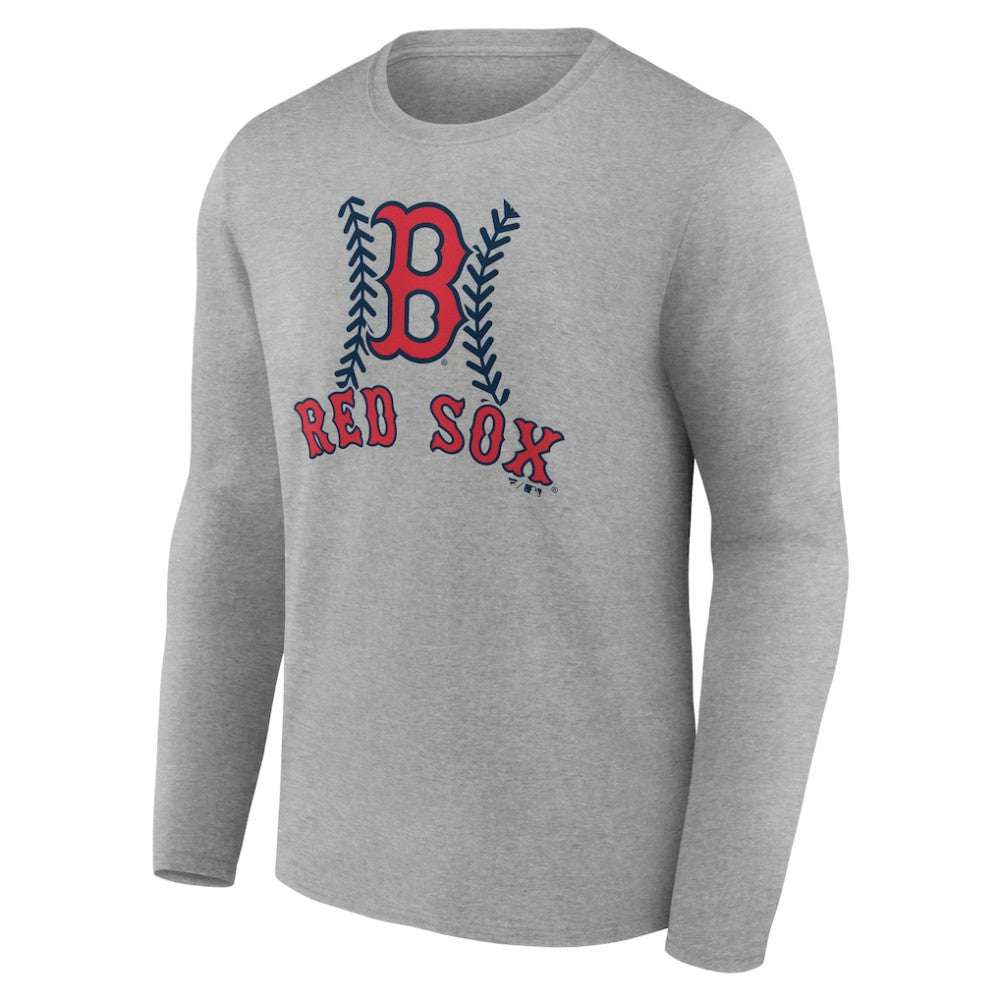 Gray Boston Red Sox Personalized Name & Number Fastball Long Sleeve T-Shirt